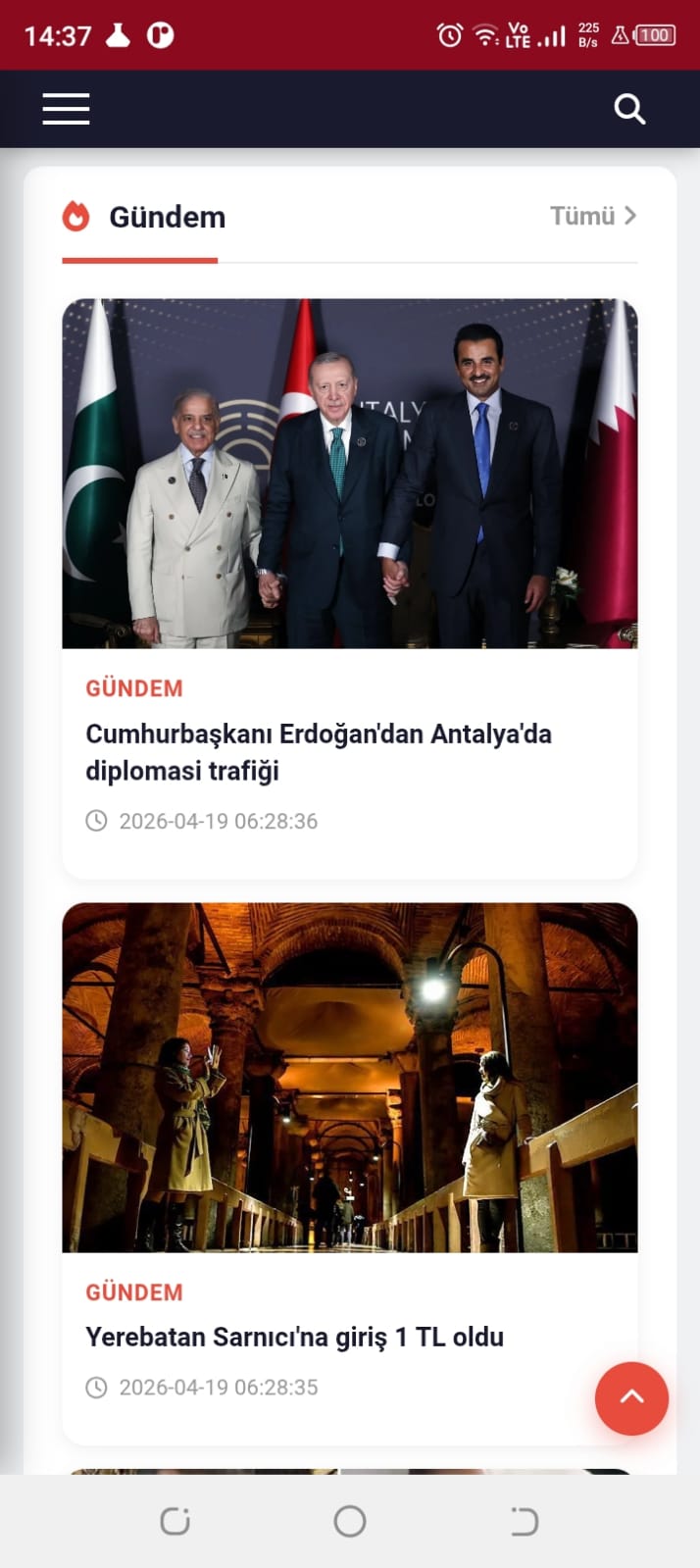 Haber uygulaması — Anasayfa