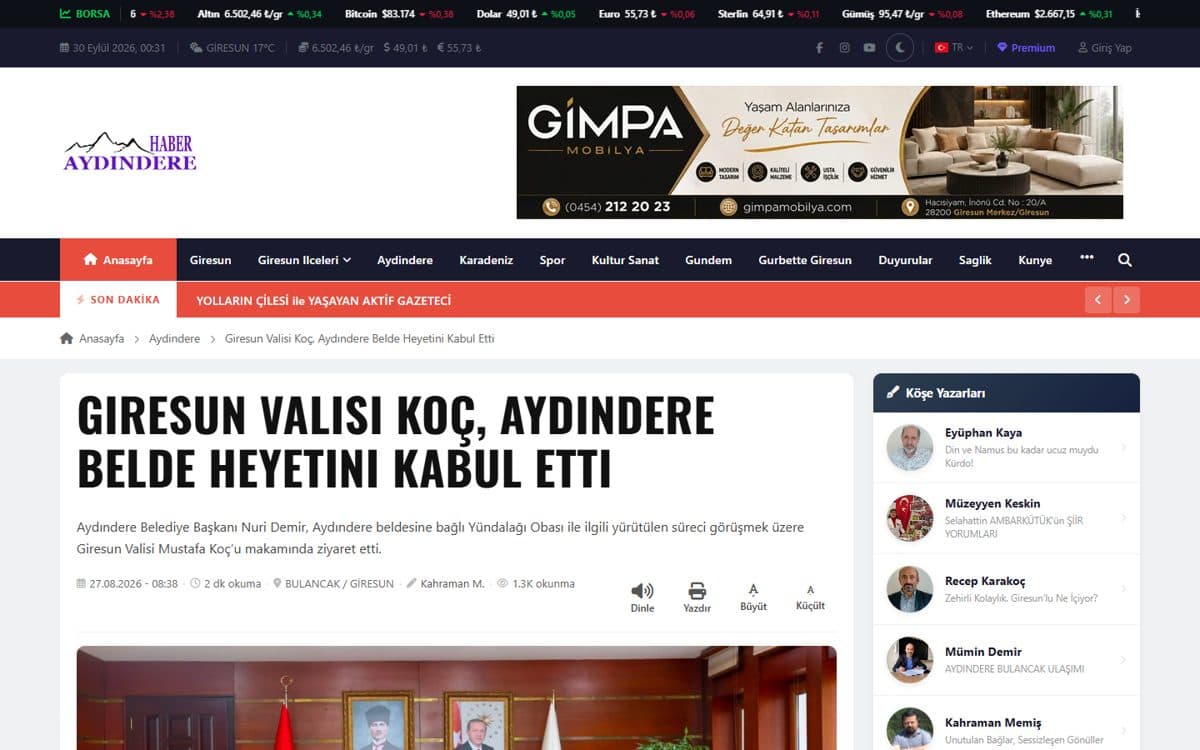 Arşivi taşınan yerel haber sitesi