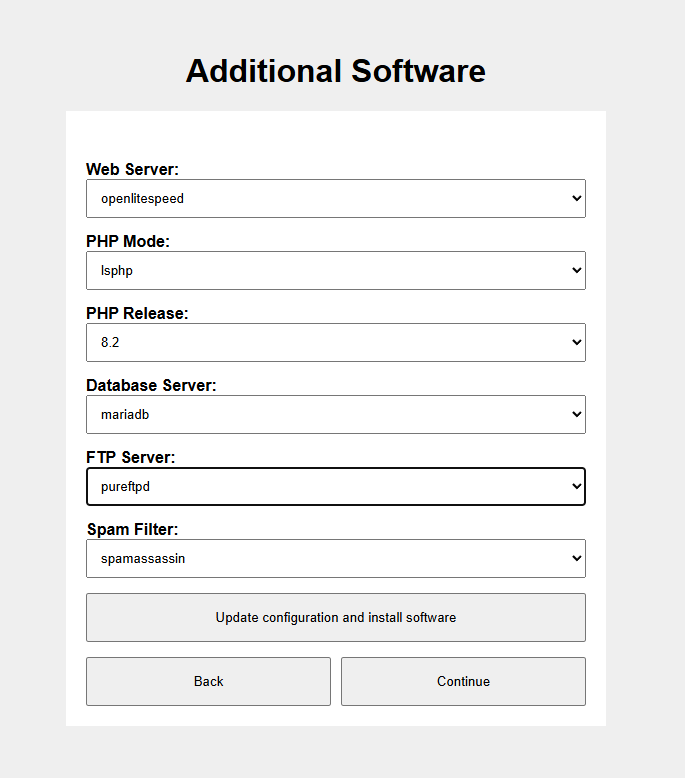 DirectAdmin Additional Software