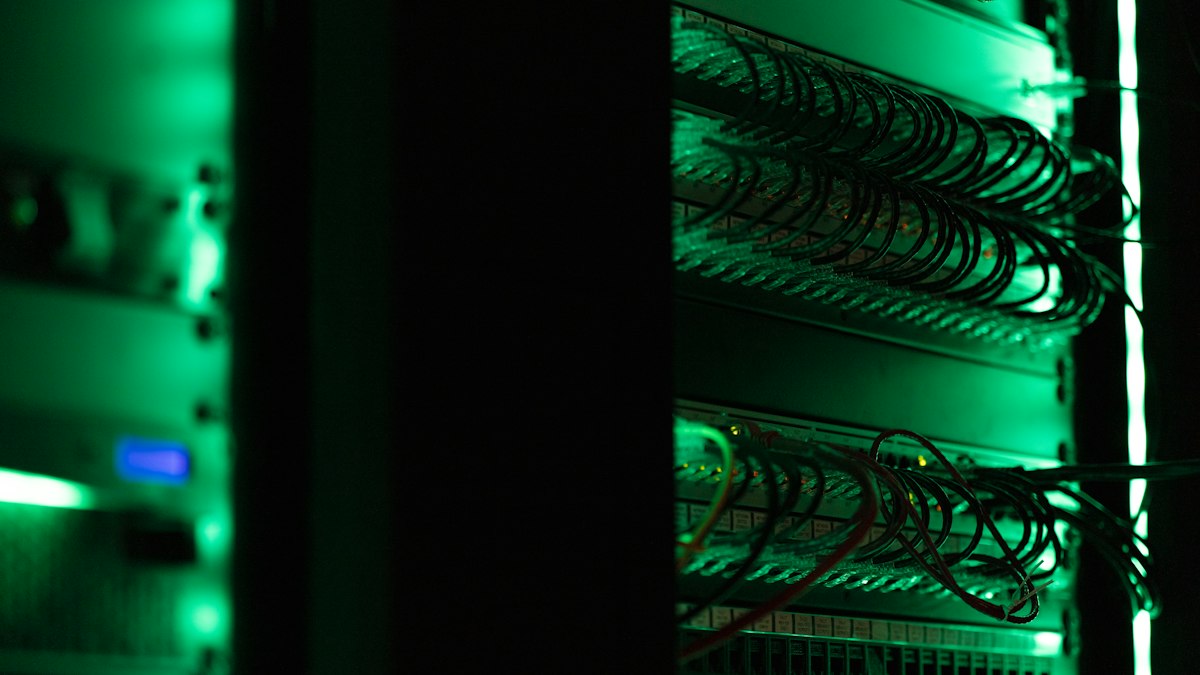 Sunucu odasında ağ kabloları (Server room network cables)